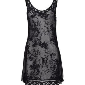 🦋SWEET!🦋BLACK MESH OVERLAY & LACE TRIM DRESS L